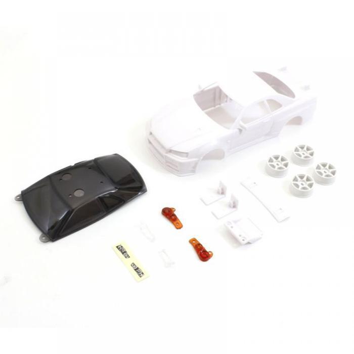 KYOSHO MZN206 NISSAN SKYLINE GT-R V-SPEC R34 BODY SET W/ RIM MINI RC BODY SET (UNPAINTED) #MZN206