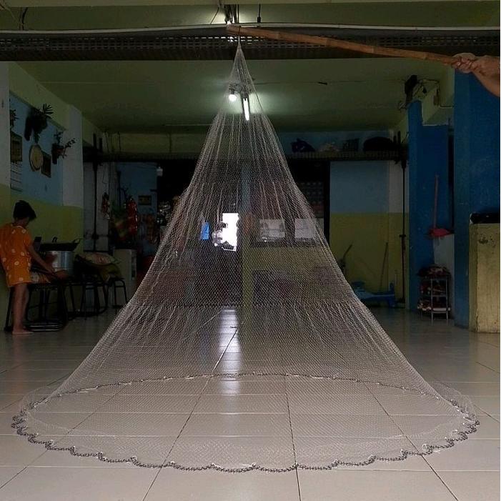 COD jala ikan, jala lempar, jala udang 2,1 meter bahan senar lubang jari kelingking pemberat timah