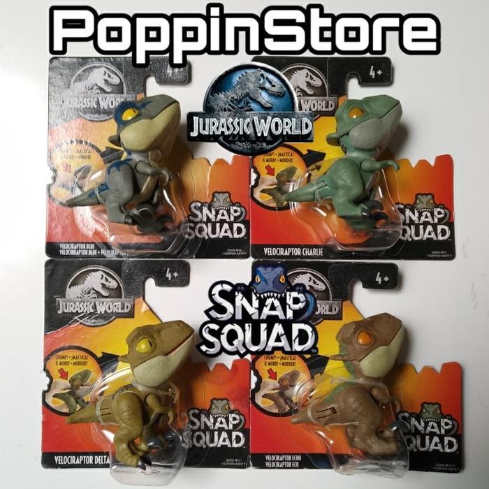 Jurassic World Snap Squad Velociraptor Lengkap Blue,Charlie,Delta,Echo