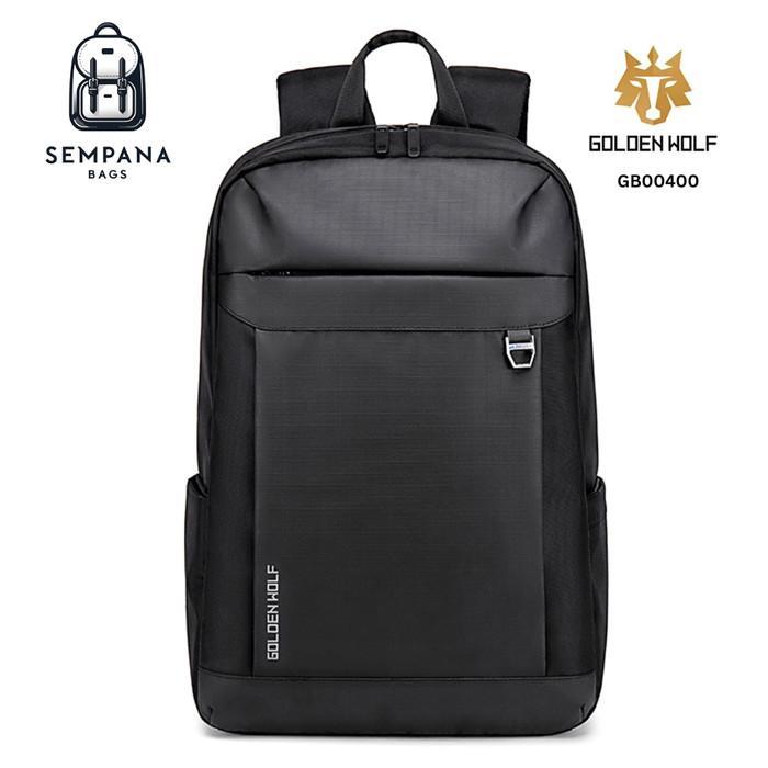 GOLDEN WOLF GB00400 - Tas Ransel / Backpack / Tas Laptop / Tas Kantor / Tas Digital - Hitam BISA