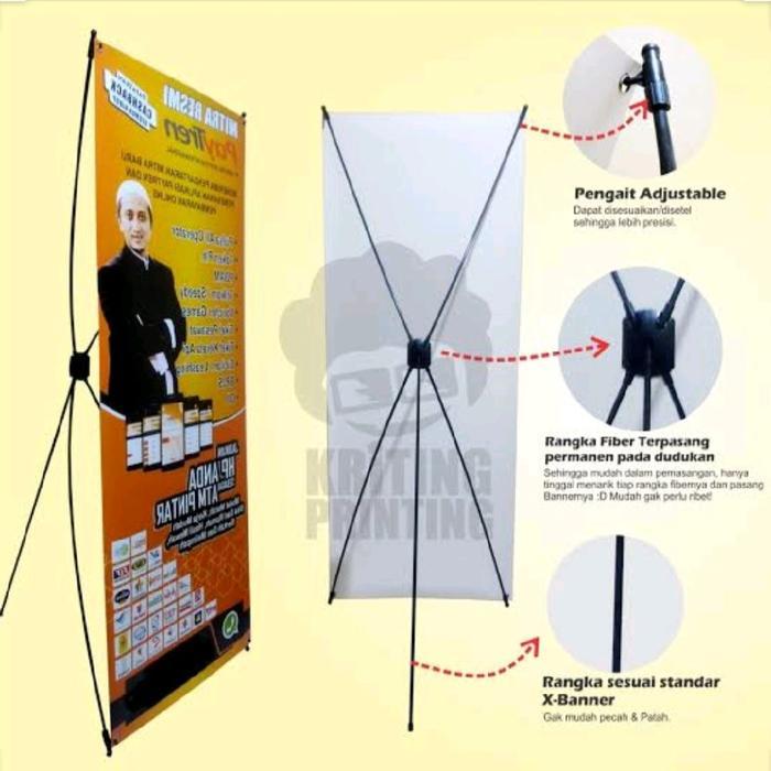 X Banner 60X160 Putih Stand Standing Banner Tbk