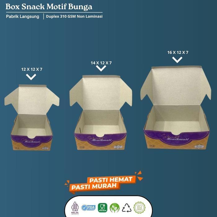 (Paket 25 Pcs) Dus Snack 12X12 / 12X14 / 12X16 Snack Box Kue Roti Makanan Motif Ungu