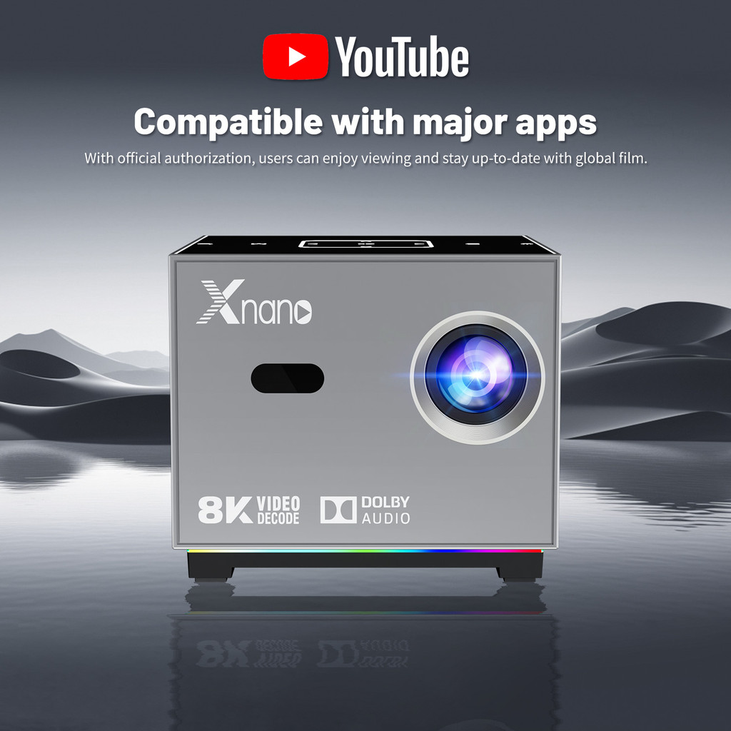 Xnano 8K Projector X3 Portable Android 9 Dual Wifi 190ANSI H716 BT5.0 Auto Focus Home Cinema Outdoor