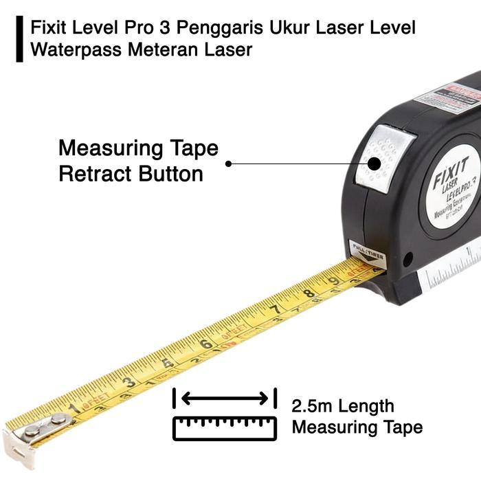 Terbaik Fixit Level Pro 3 Penggaris Ukur Laser Level Waterpass Meteran Laser Murah