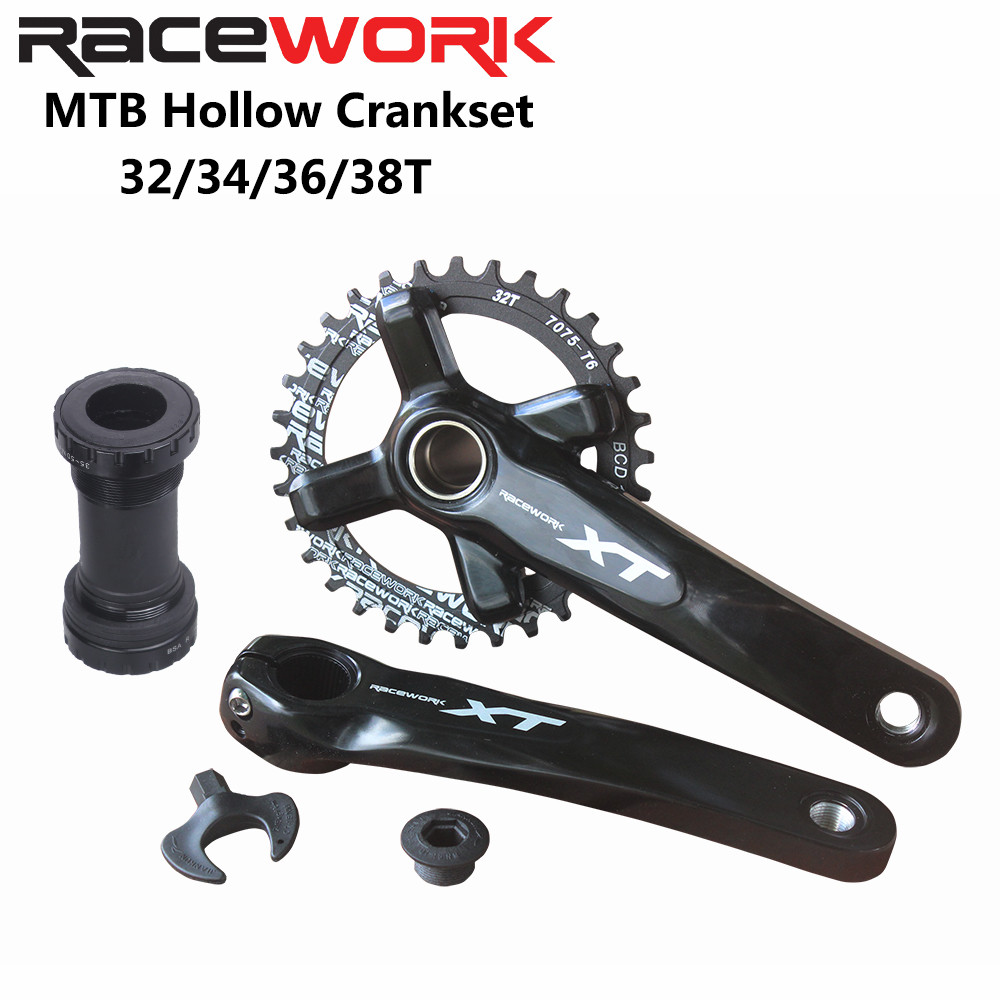 RACEWORK XT MTB Bicycle Crankset 104BCD Mountain Bike Crank 170mm 175mm Hollowtech Integrated Cranks