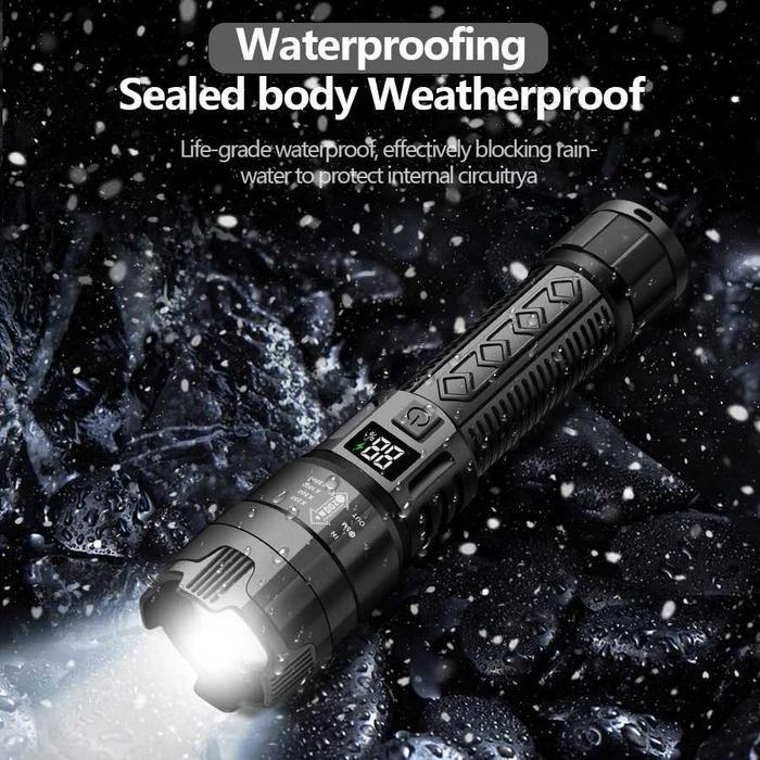 Senter LED USB Flashlight 800mAh 2000 Lumens with Display