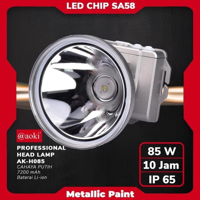 AOKI Senter Kepala AK-H085 85W Cahaya Putih Professional Premium Metallic Paint LED LASER CHIP 7200