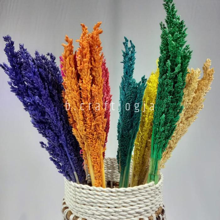 Hiasan Vas Bunga Kering Cantel Dekorasi Dried Flower Bouquet Pink