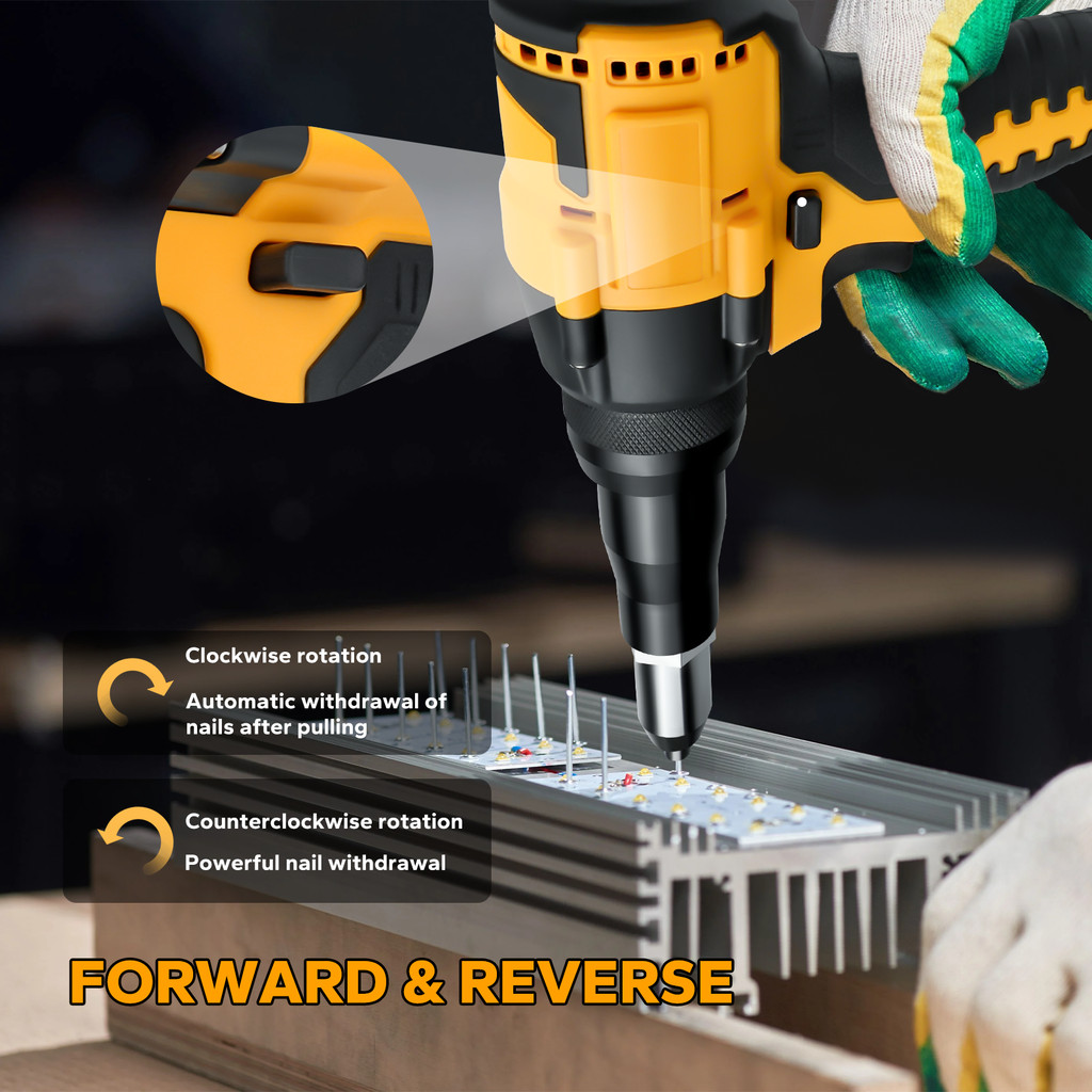 Cordless Rivet Gun Brushless 2.4-4.8mm Rivet Nut Gun Drill Insert Automatic Riveting Tool for Dewalt