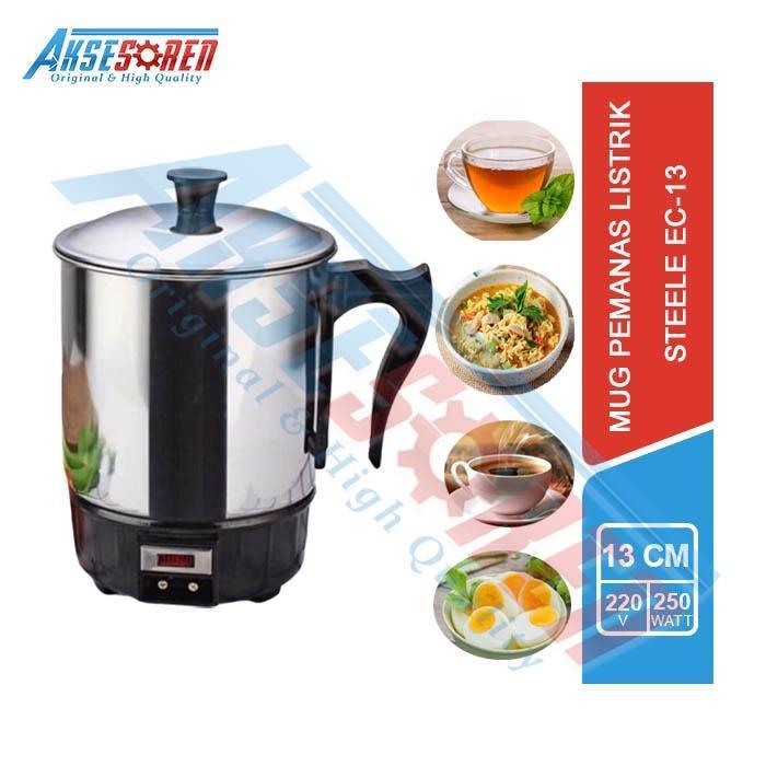 Mug Pemanas Listrik Steele [Ec-13] / Gelas Electrik / Mug Stenlis / Electric Heating Cup / Mug Kopi