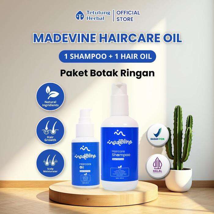 Paket Perawatan Rambut Rontok dan Kering Madevine Hair Oil dan Shampoo
