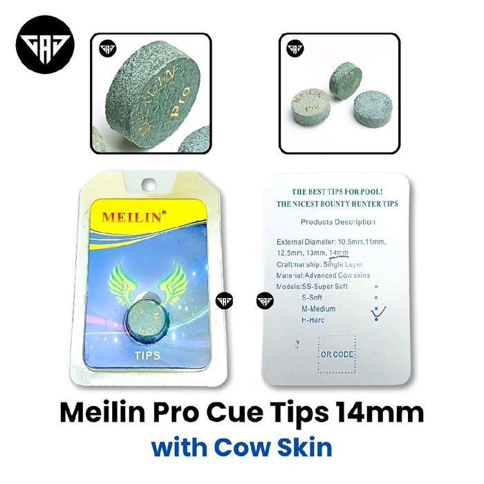 Promo Meilin Billiard Pro Cue Tip Kulit Sapi 14Mm 1 Layers