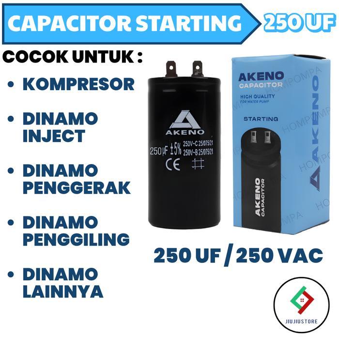 Ada Stok AKENO KAPASITOR STARTING 250 UF CAPACITOR STARTING 250 UF SOKET KONDENSOR 250 UF CD-60
