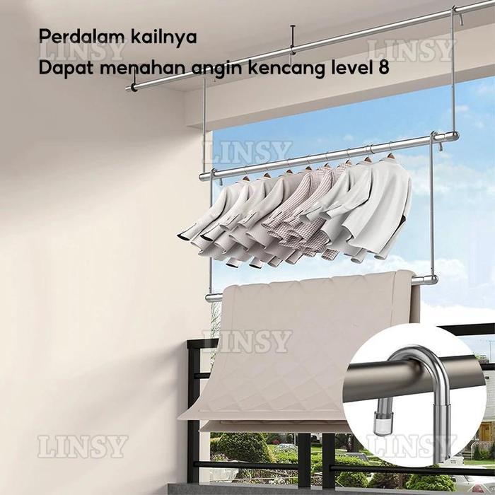 TERLARIS Jemuran Baju Gantung Adjustable Jemuran Gantung Dinding Jemuran Lifting Baju Jemuran