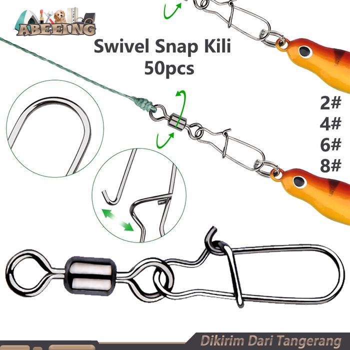50pcs Swivel Snap Kili 2# 4# 6# 8# Snap Swivel Pancing