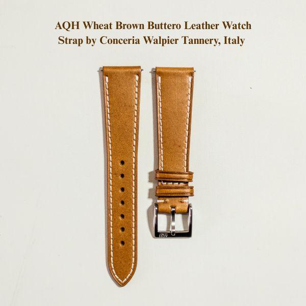 Ready AQH Ltd Release Wheat Brown Buttero Leather Watch Strap by Conceria Walpier Italy/Watch