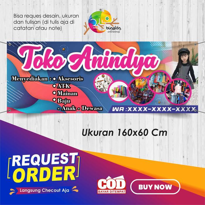 Spanduk 160x60 Banner Olshop Toko Aksesoris Mainan Baju Custom Desain