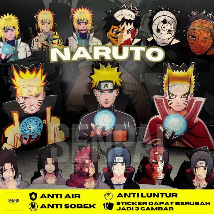 Naruto Sticker Anime 3D Dapat berubah menjadi 3 gambar Stiker Ukuran Besar Anti Air Anti Luntur Bisa