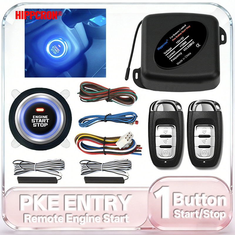 HIPPCRON PKE Car Keyless Entry Engine Start Car Alarm Remote Control Alarm System Push Button Remote