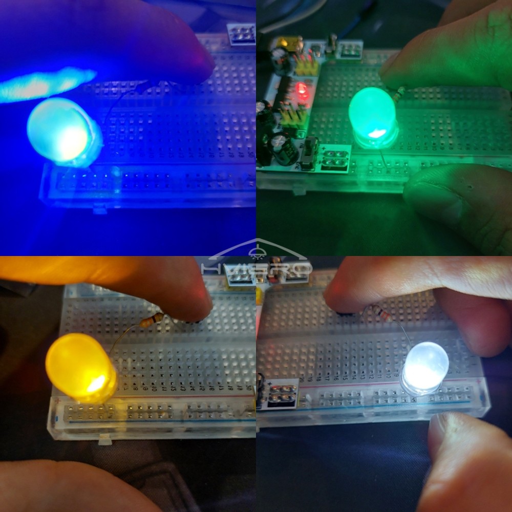 50/250/500/1000Pcs 0.5W 10mm LED Lamp Bead Light-emitting Diodes Bulb 2.0~3.6V Red Green Blue Yellow