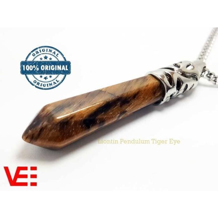 VeE Kalung Kesehatan Liontin Pendulum Batu Tiger Eye Coklat