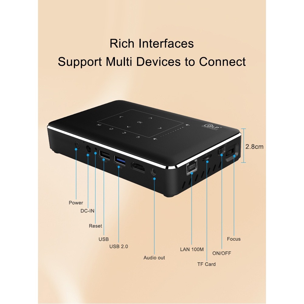DLP P10 II 4K Mini Portable Projector Amlogic T972 Android 9.0 2.4G/5G wifi Bluetooth 4.2 home