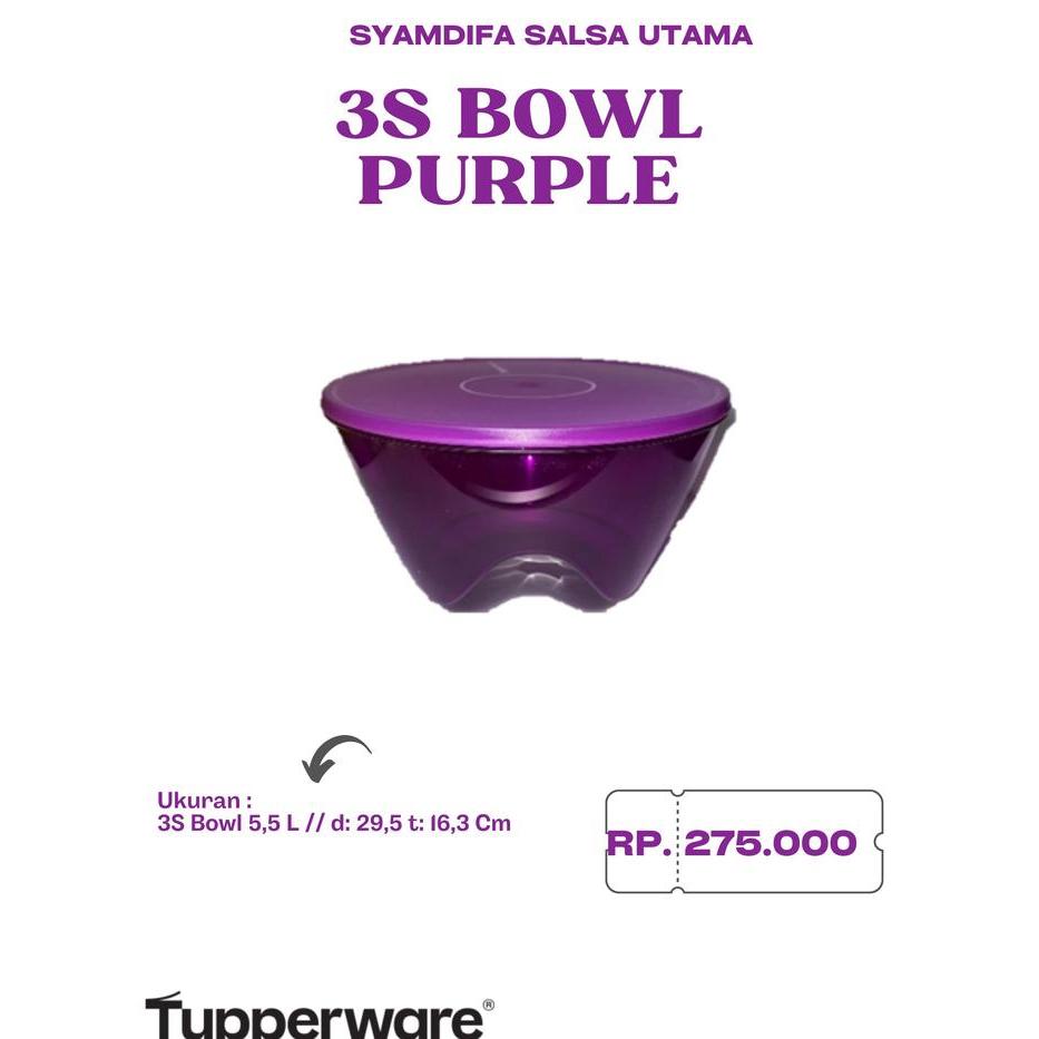 TUPPERWARE ORI - 3S BOWL PURPLE 250ML // 450ML // 1L // 5.5L