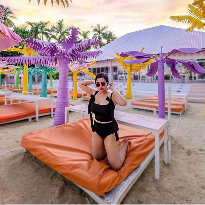 Bikini Set Renang Wanita Motif Polos Hitam Ukuran XS dengan Tali Ikat