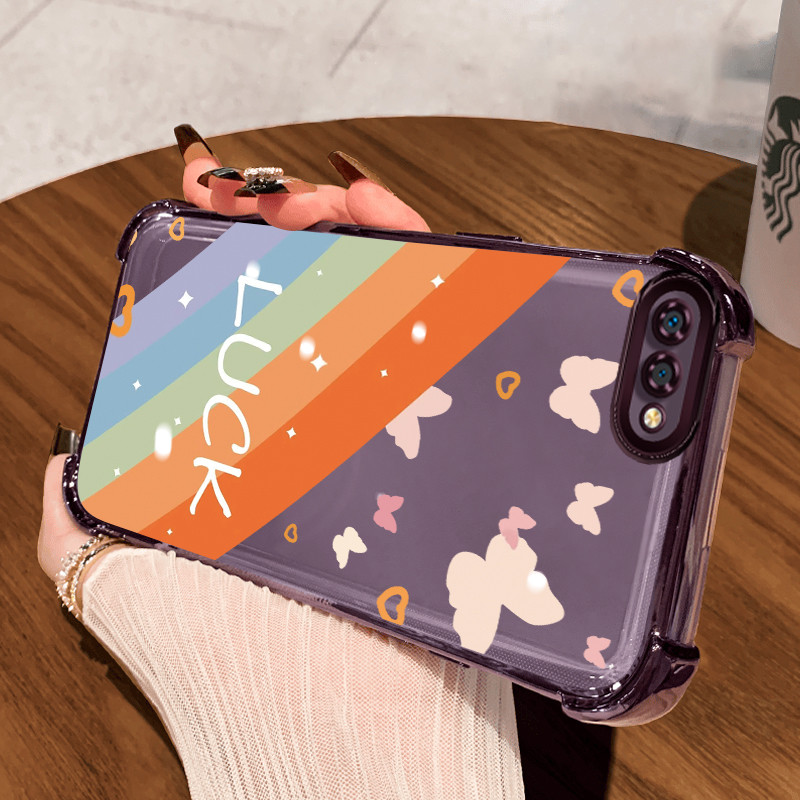 Casing Hp untuk Realme C2 C2s OPPO A1K Case Cartoon rainbow Kasing Cesing udara Airbag Skin Handphon