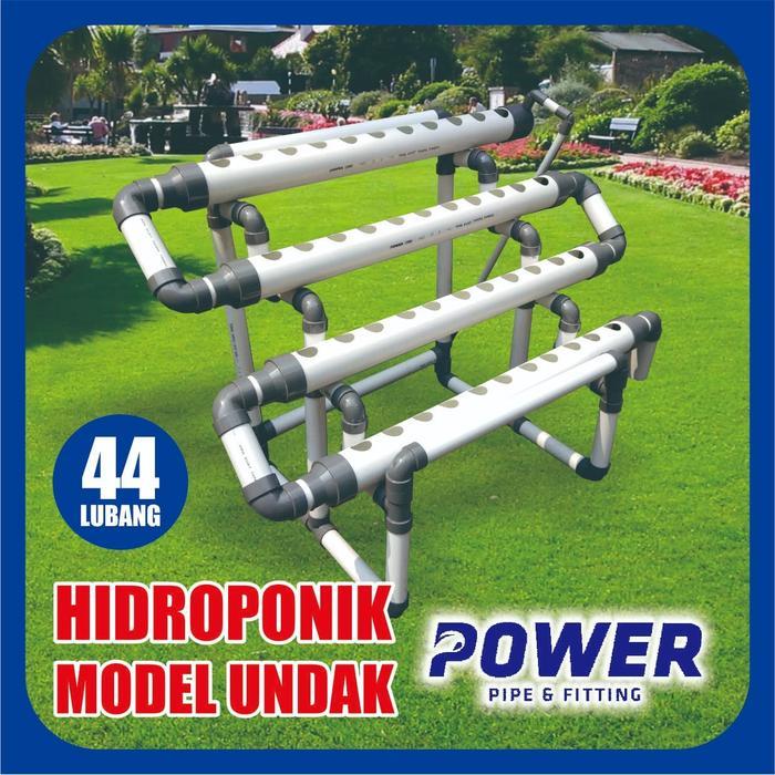 HIDROPONIK MODEL UNDAK Paket Hidroponik Undak 44 Lubang Pipa Power Rangka Pipa 2 Inci PAKET PIPA POW