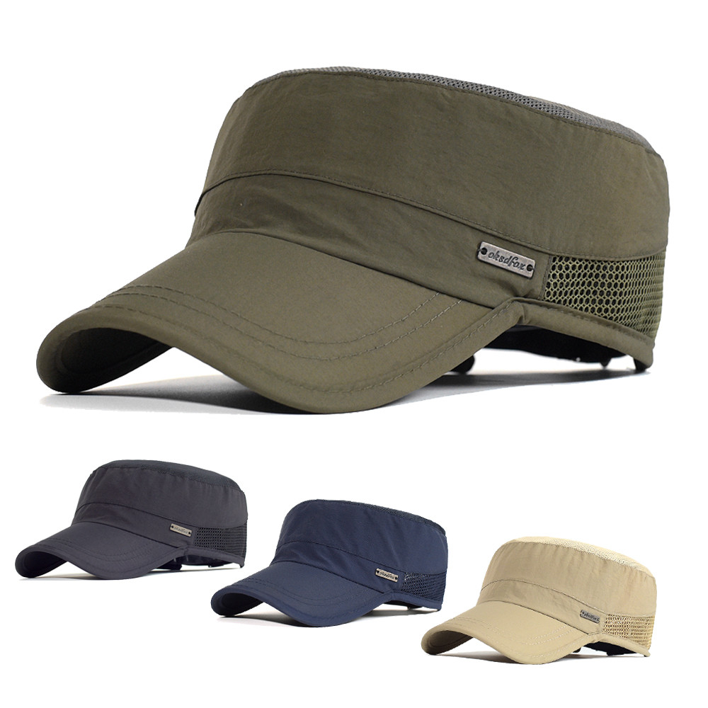 Summer Mesh Outdoor Sport Quick Drying Military Caps Men Breathable Cadet Army Cap Flat Top Hat