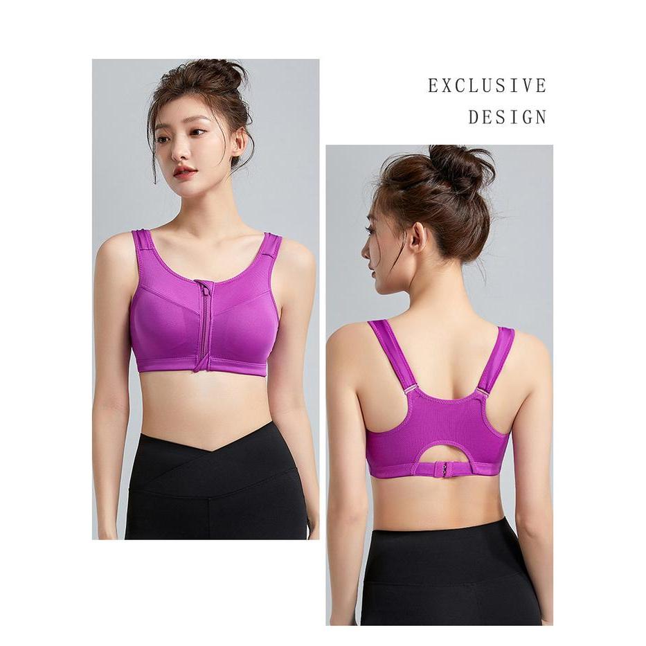 Premium Bra Sport Gym Yoga Push Up Bra Olahraga Wanita Resleting Depan Tanpa Kawat Bh Sport Bh Gym