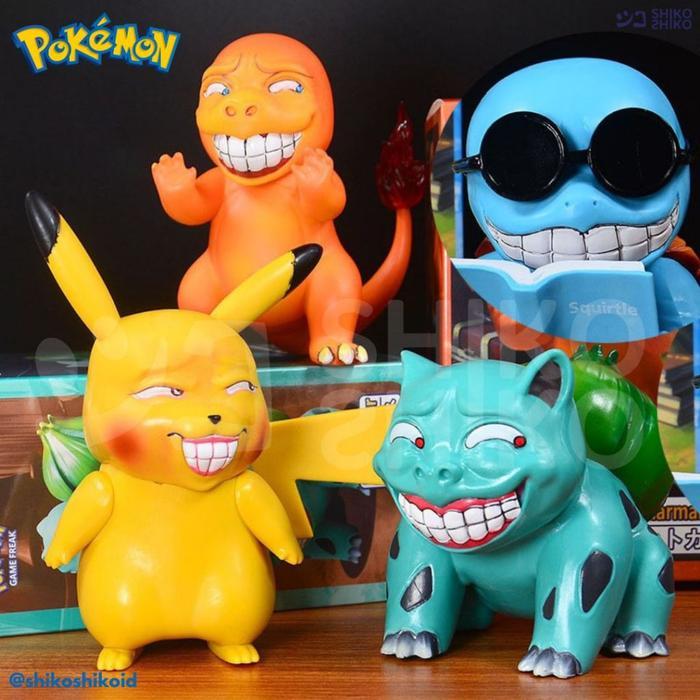 FGpuf Figure Pokemon Ugly Face Figur Mainan Pikachu muka jelek Gengster Lucu Charmander Bulbasaur