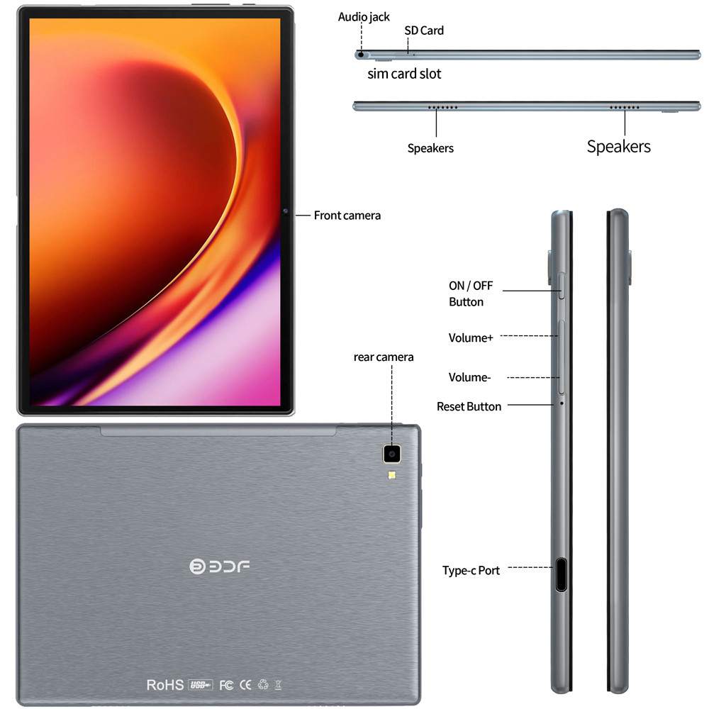Tablet 10.1 Inch 4G Lte Sim Card 8GB RAM 256GB ROM Tablets 2.4G/5G Wifi Android 13 Sim Card Tablet