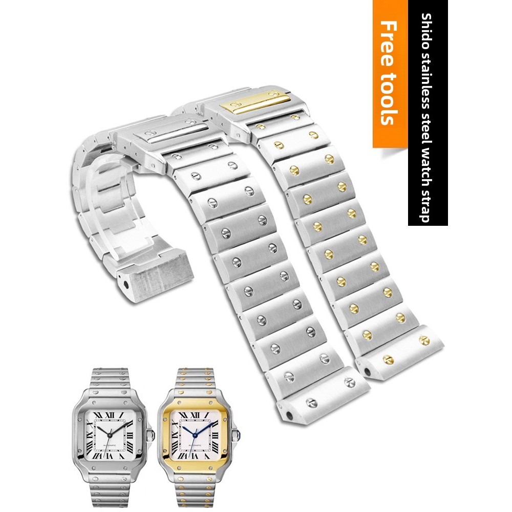 Stainless Steel Watch Strap Men's Suitable for Cartier Santos Series Santos Original Santos100
