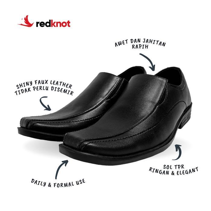 Original Redknot Michael Boston Hitam - Sepatu Kerja Pantofel Pria Berkualitas