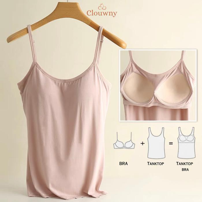 Clouwny Tanktop Bra Cup Busa Wanita Allsize Kecil Sampai Jumbo Dalaman Singlet Bh Atasan Crop