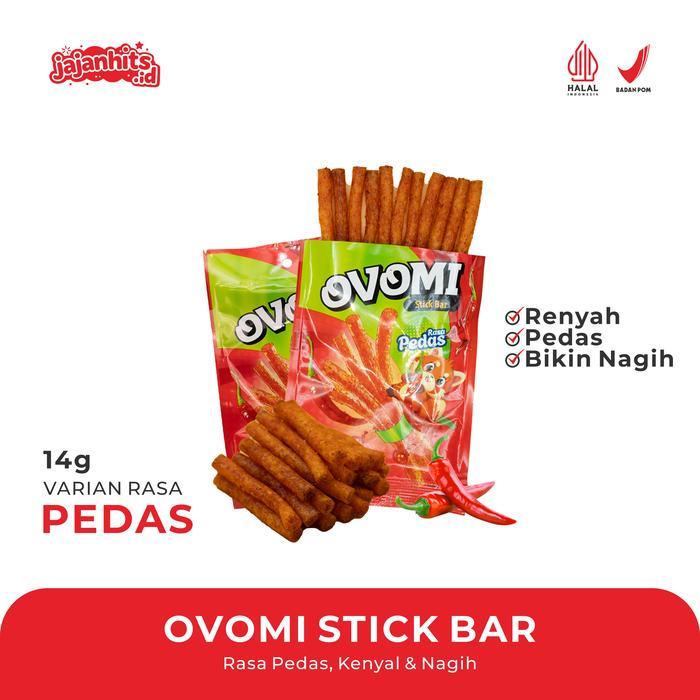 Yummy Jajanhits.id HALAL OVOMI Stick Bar Mini Latio Rasa Pedas Kenyal & Nagih Cemilan Pedas Gurih
