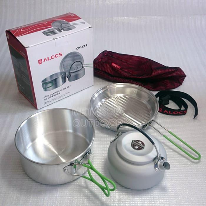 Berkualitas COOKING SET/NESTING SET ALOCS CW C14/ Alat masak camping set