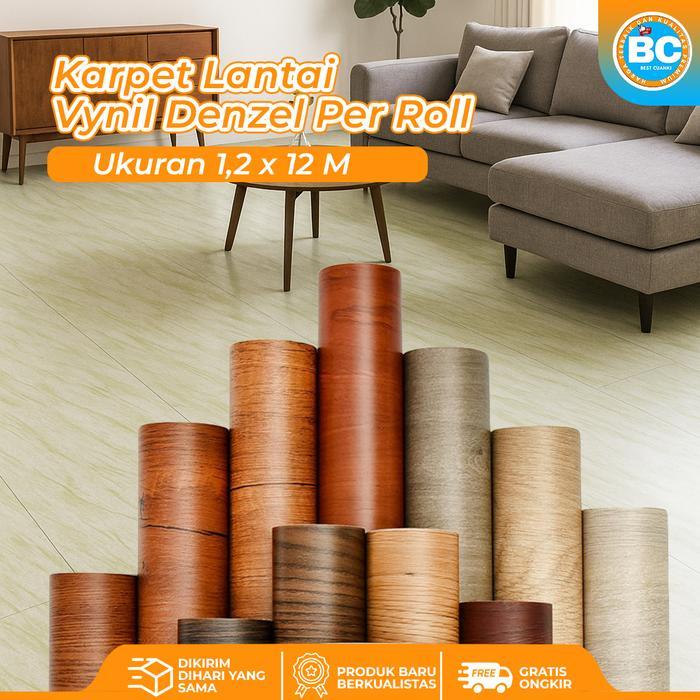 BC Karpet Vynil DENZEL karpet Lantai 1,2M x 12M Tebal 0,25 Alas Meja Plastik Vinyl Premium