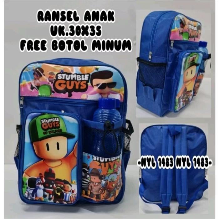 HEMAT Tas Ransel Anak Sekolah TK SD Karakter STUMBLE GUYS / Free botol Minum