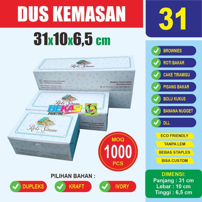 31x10x6.5 cm Dus Kemasan Roti Box Brownies Bolu Gulung Kue Pukis