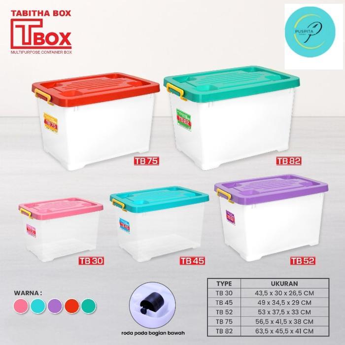 CONTAINER BOX PLASTIK TABITHA KOTAK PENYIMPANAN BESAR CONTAINER BOX SERBAGUNA DENGAN RODA Terbaru