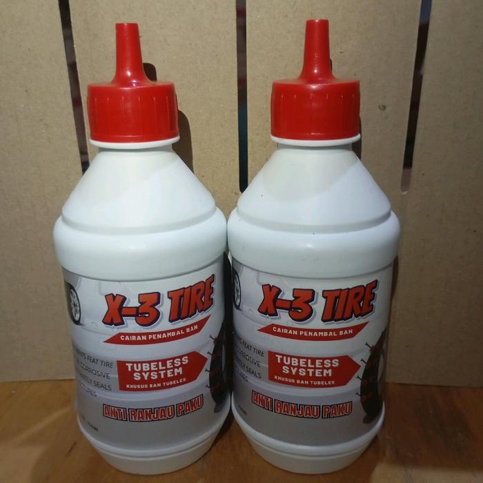"New" 2 botol cairan penambal ban tubles x-3 TIRE kwalitas terbaik