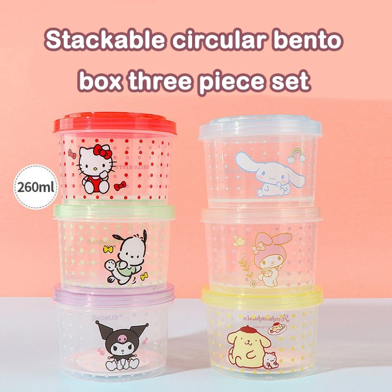 Tupperware Hello Kitty Lunch Box Stackable Lunch Box 3-Piece Food Preservation Box Cute Bento Box