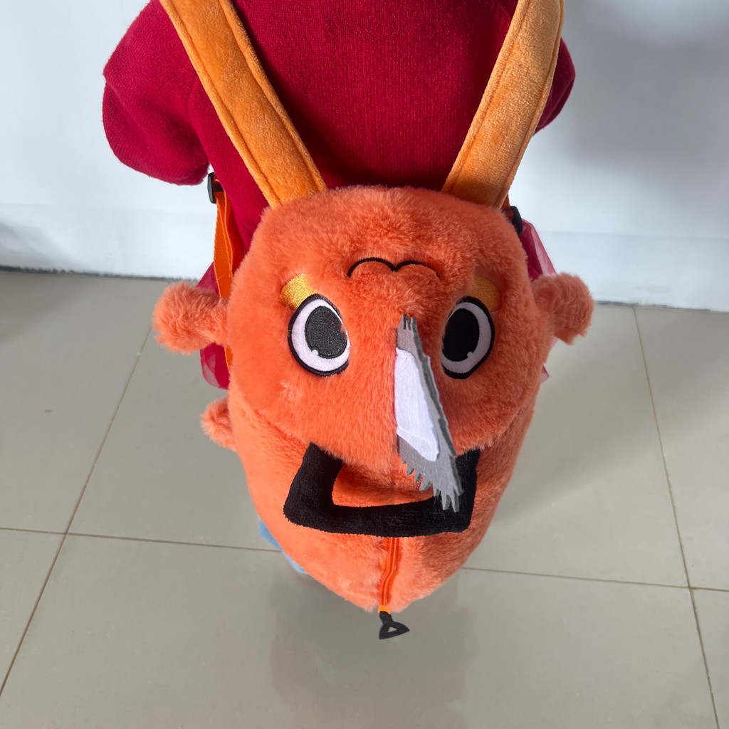 Kawaii Chainsaw Man Pochita Plush Slipper Pochita Peluche Schoolbag Stuffed Soft Backpack Adult Kids