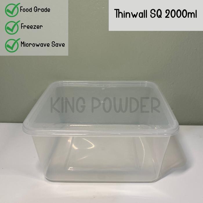 Thinwall Square 2000 Ml / Kotak Makan / Box Plastik Thin Wall 2000Ml
