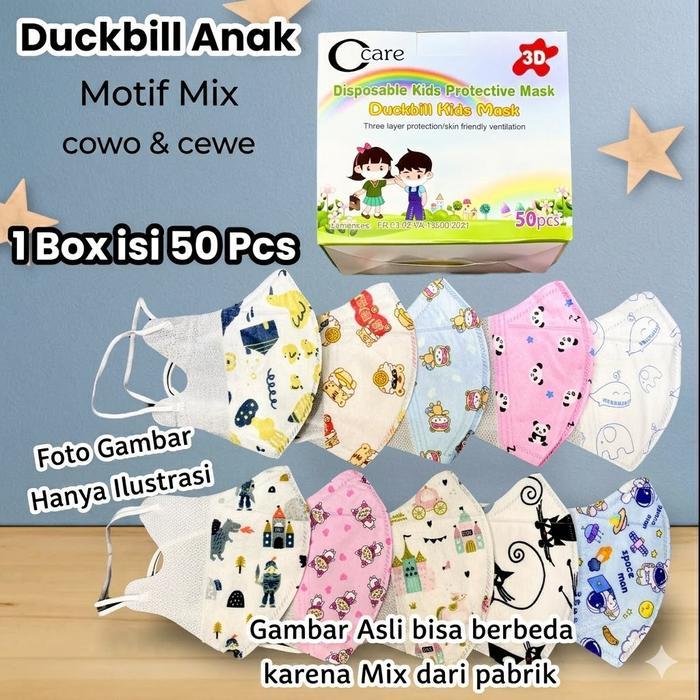 Masker Duckbill anak Dr Itc isi 50 pcs - Masker Kesehatan Anak Karakter Kualitas Premium