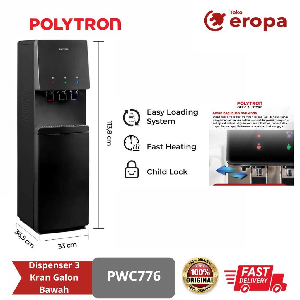 Dispenser 3 Kran Galon Bawah Polytron PWC776