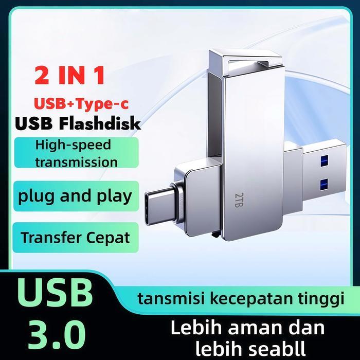 Premium Type-C Flashdisk 2Tb/1Tb Otg Usb3.0+Type-C Kecepatan Tinggi Untuk Ponsel